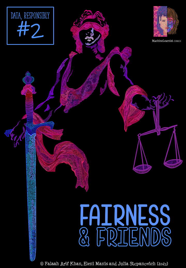 Artistic depiction of Lady Justice using line and abstract art.